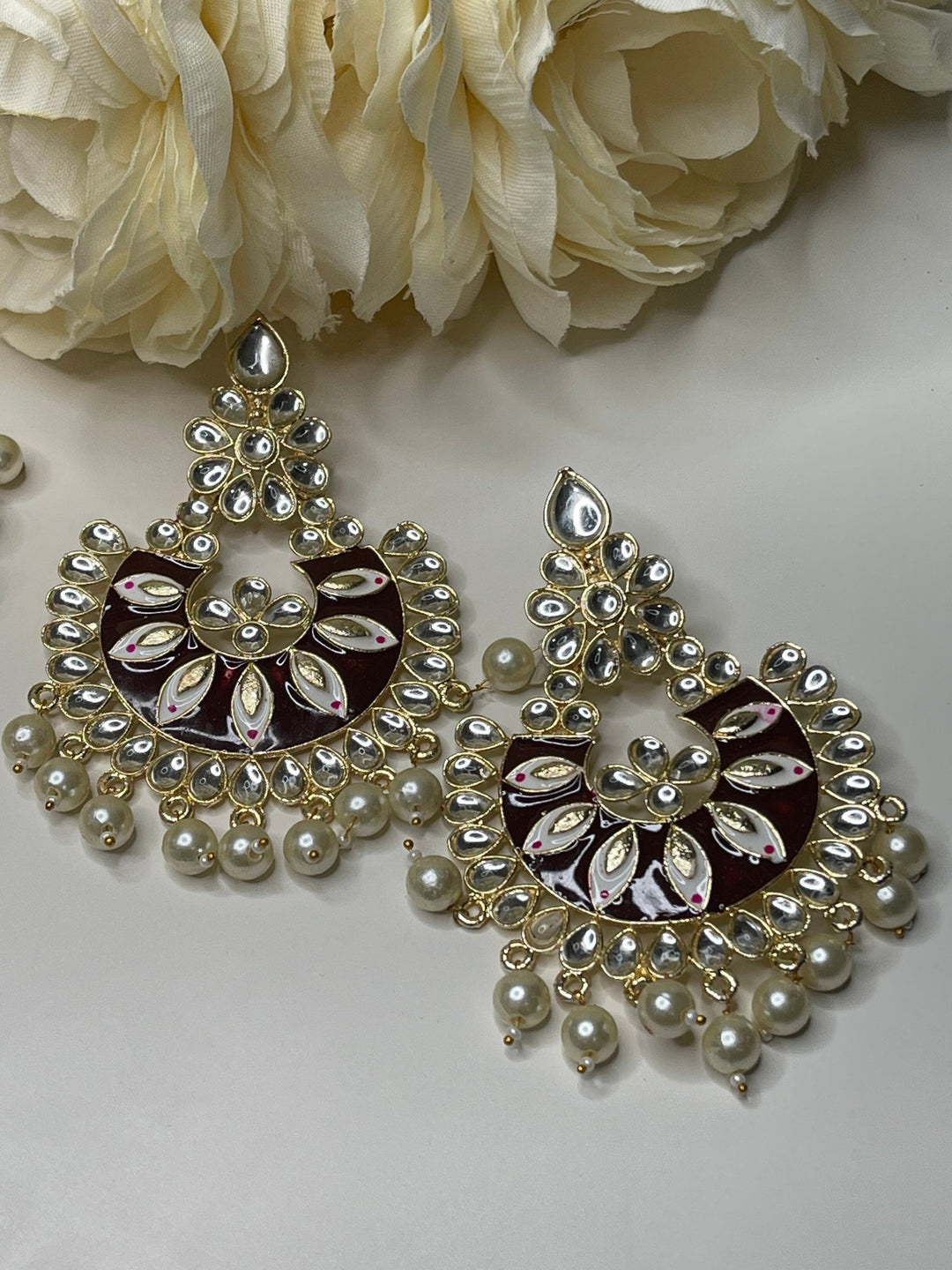 Statement Sparkle Pearl Drops Earrings Set