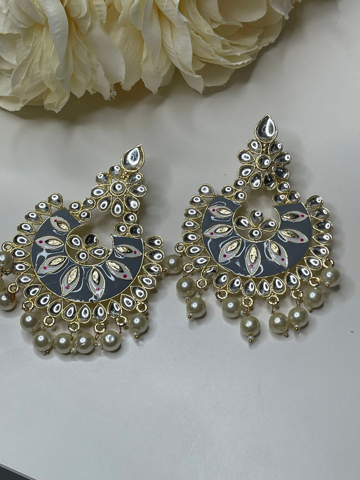 Statement Sparkle Pearl Drops Earrings Set