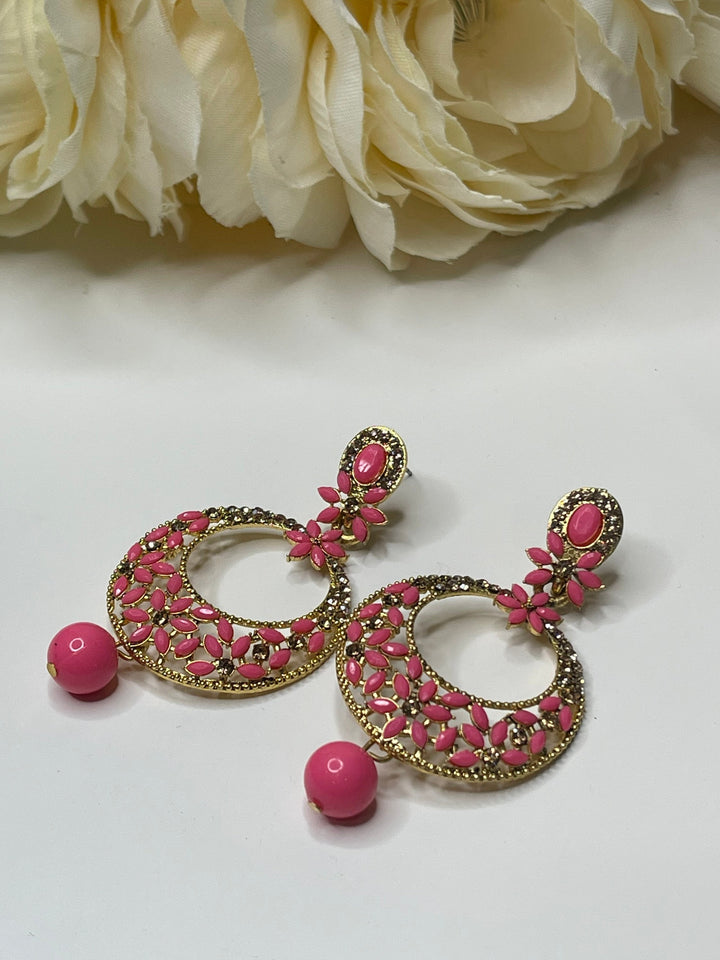 Floral Design Hoop Earrings Set
