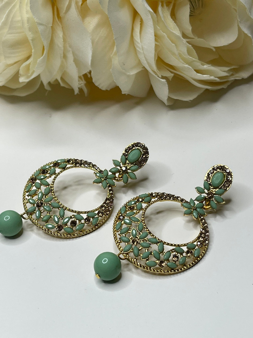 Floral Design Hoop Earrings Set