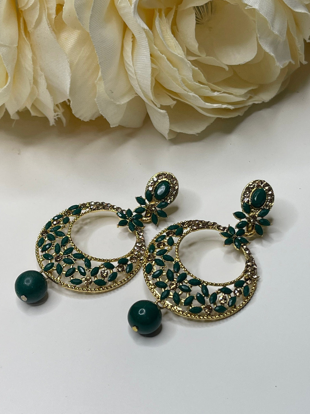 Floral Design Hoop Earrings Set