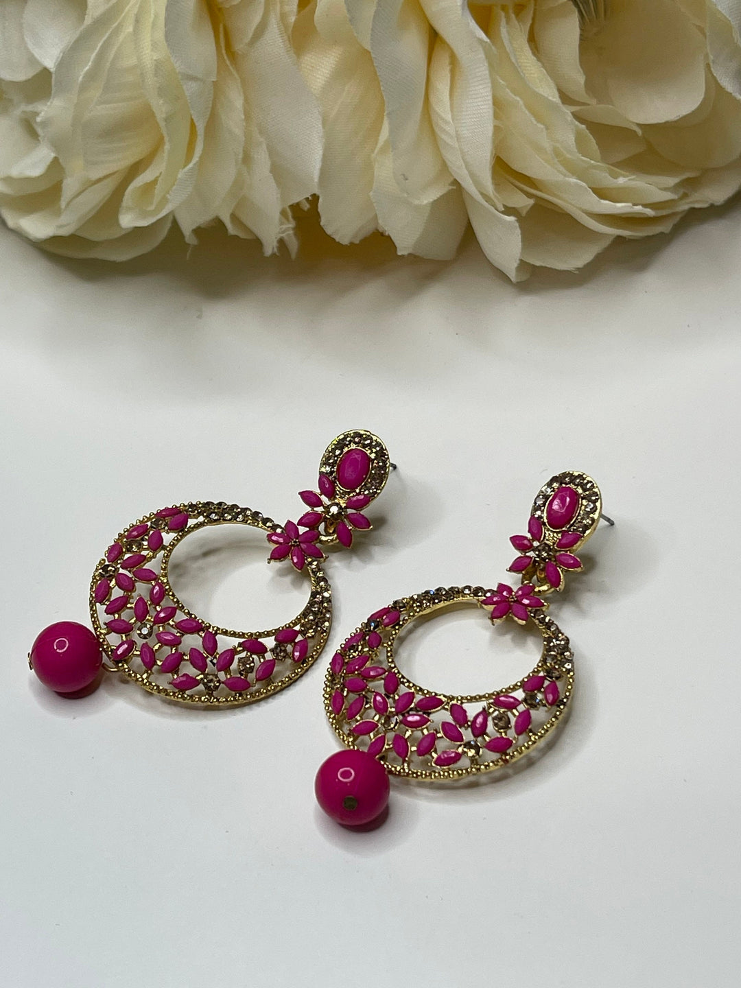 Floral Design Hoop Earrings Set