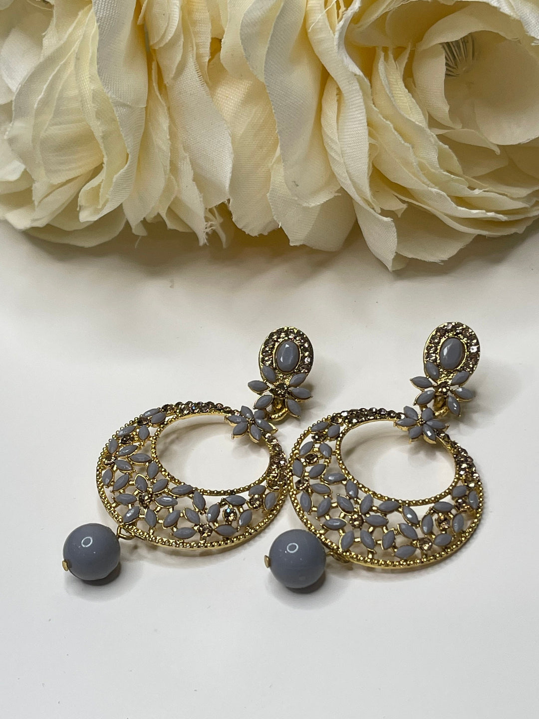 Floral Design Hoop Earrings Set