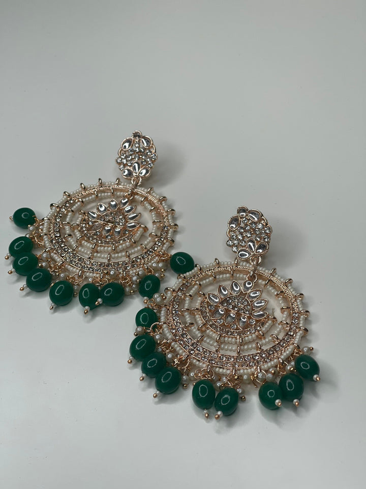 Handcrafted Pearl Rose Gold Round Earrings Set