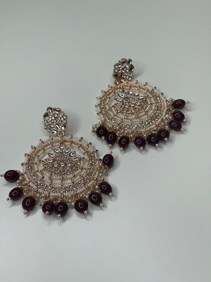 Handcrafted Pearl Rose Gold Round Earrings Set