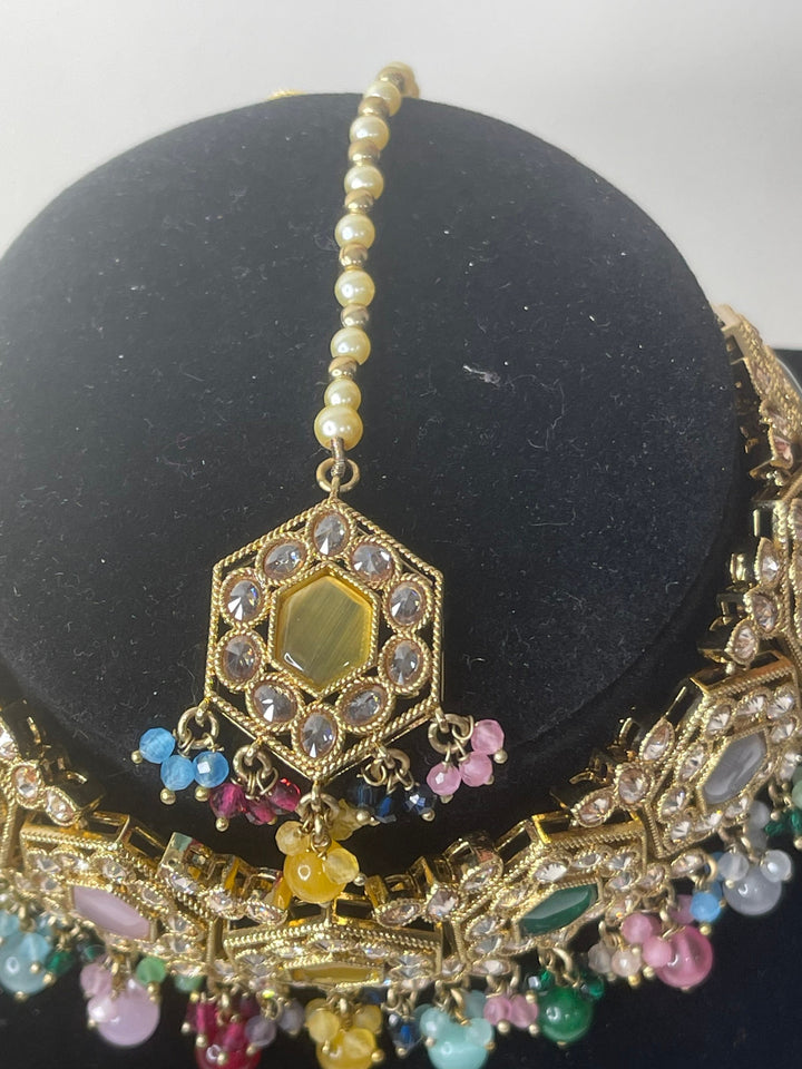 Izhaar Indian Polki Kundan Necklace with Earrings / Wedding Jewelry/ Traditional Jewelry/ Bollywood set/ Indian Pakistani wedding set
