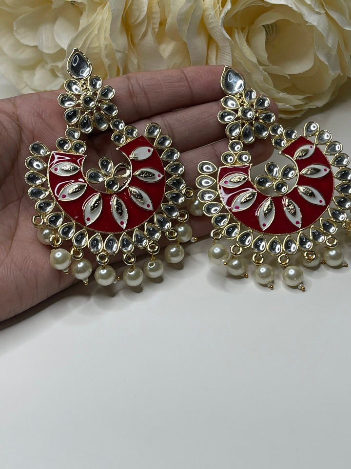 Statement Sparkle Pearl Drops Earrings Set