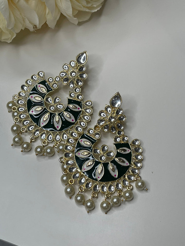 Statement Sparkle Pearl Drops Earrings Set