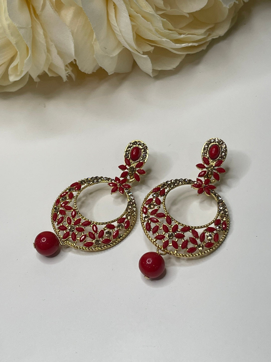 Floral Design Hoop Earrings Set