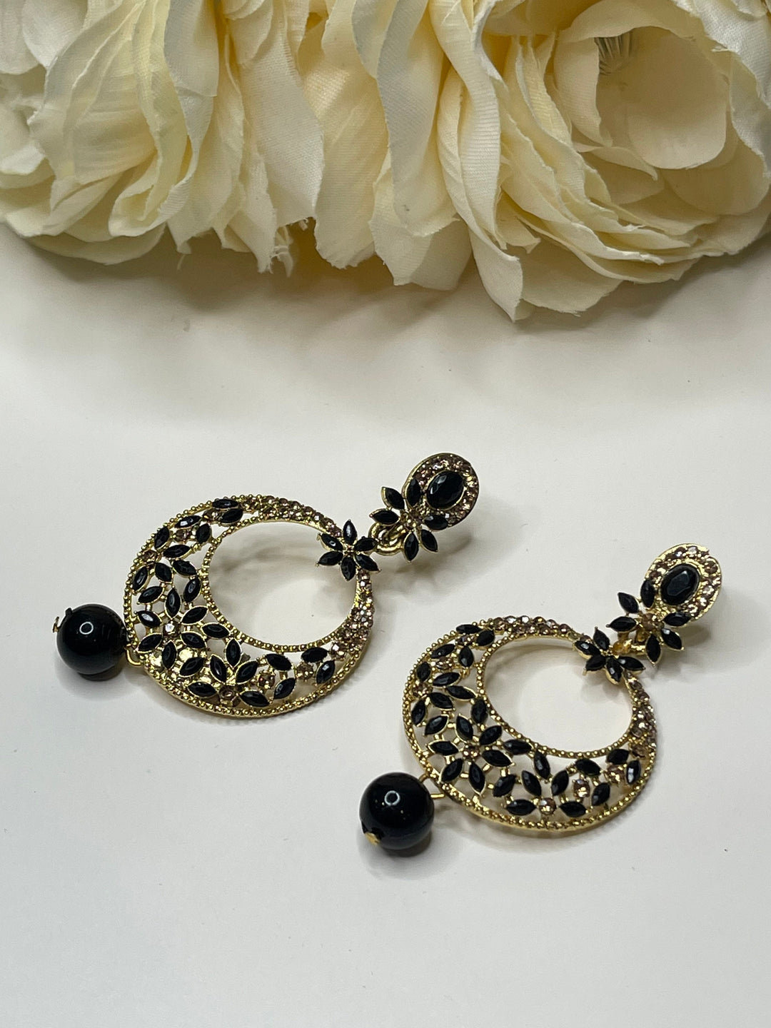 Floral Design Hoop Earrings Set