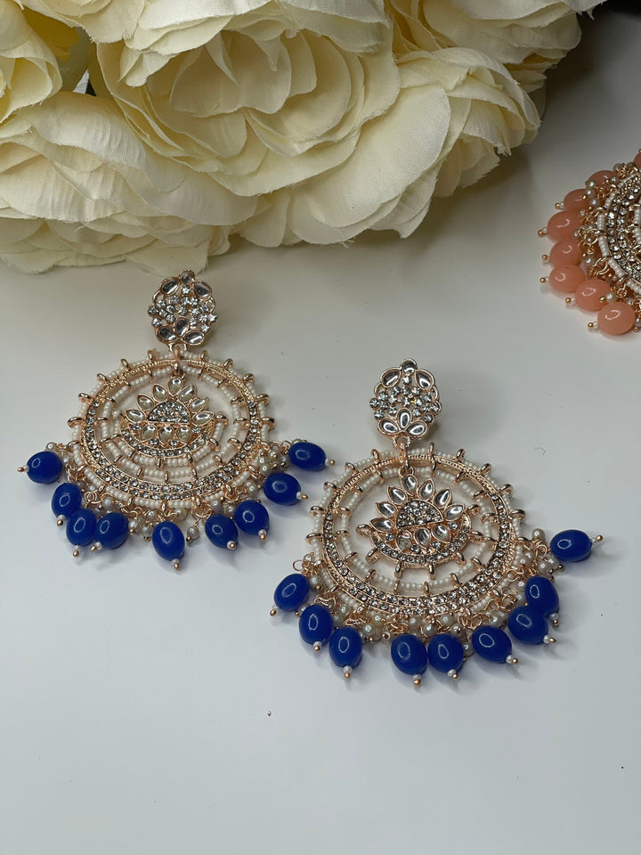 Handcrafted Pearl Rose Gold Round Earrings Set