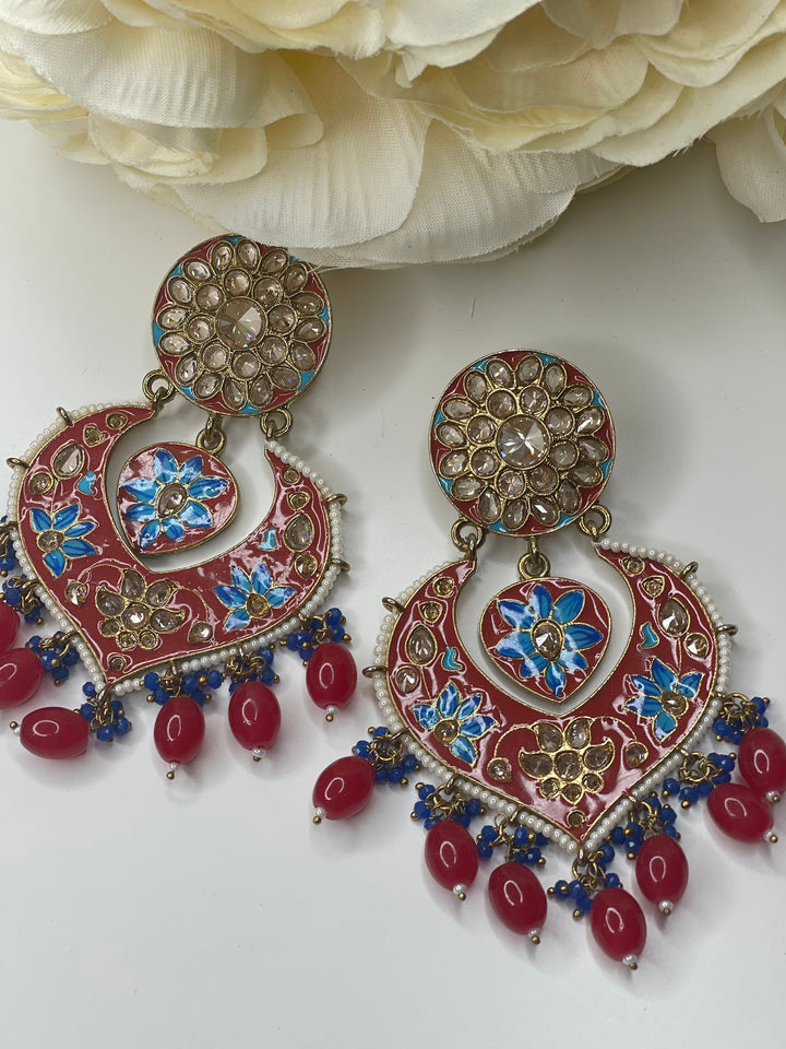 Izhaar Showstopper Earrings | Indian Earrings | Indian Jewelry |Premium Quality Earrings | Polki Earrings|Bollywood/Pakistani oil paint