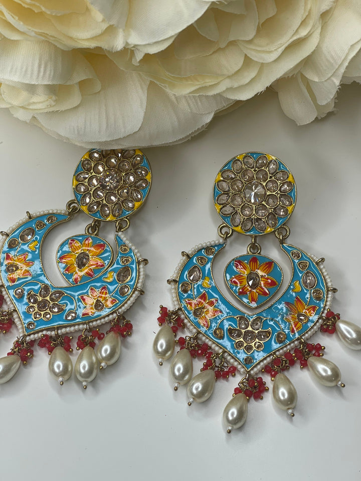 Izhaar Showstopper Earrings | Indian Earrings | Indian Jewelry |Premium Quality Earrings | Polki Earrings|Bollywood/Pakistani oil paint