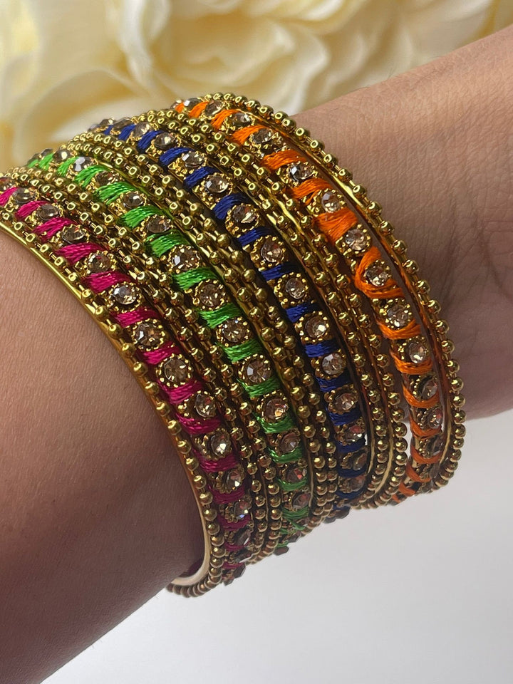 Designer Multicolor Gold Plated Bangles Set