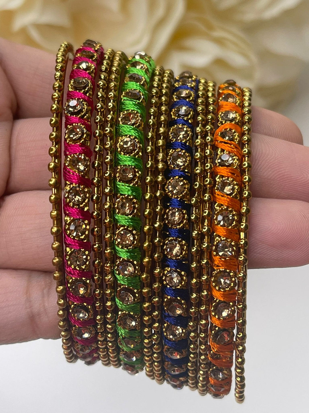 Designer Multicolor Gold Plated Bangles Set