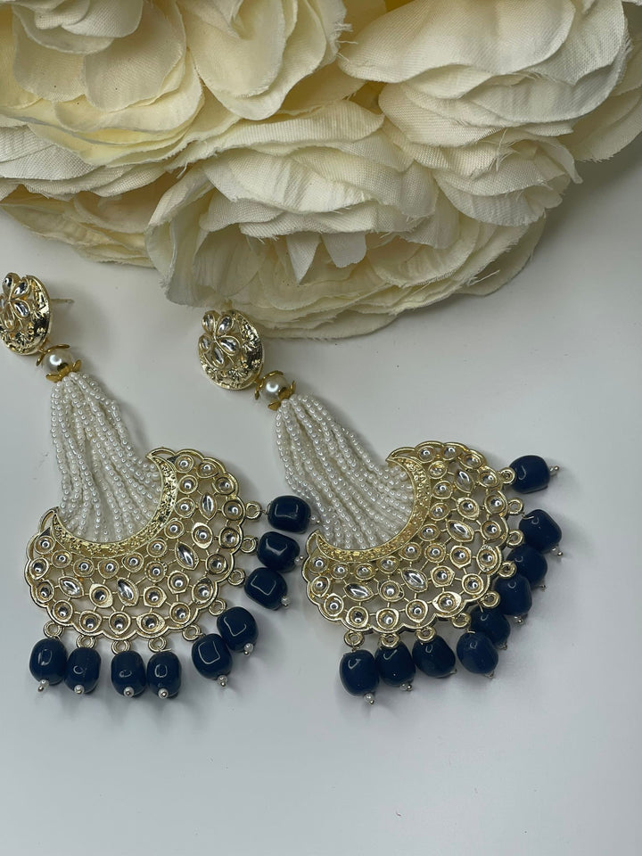 Designer Earrings - Pearl Earrings - Bollywood Celebrity Kundan Earrings - Traditional Earrings - Bridesmaid - Bridal Earrings