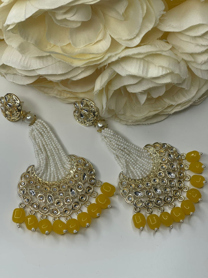 Designer Earrings - Pearl Earrings - Bollywood Celebrity Kundan Earrings - Traditional Earrings - Bridesmaid - Bridal Earrings