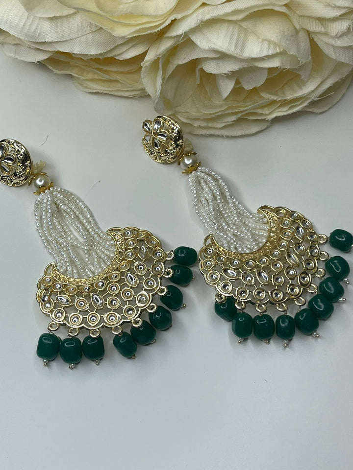 Designer Earrings - Pearl Earrings - Bollywood Celebrity Kundan Earrings - Traditional Earrings - Bridesmaid - Bridal Earrings