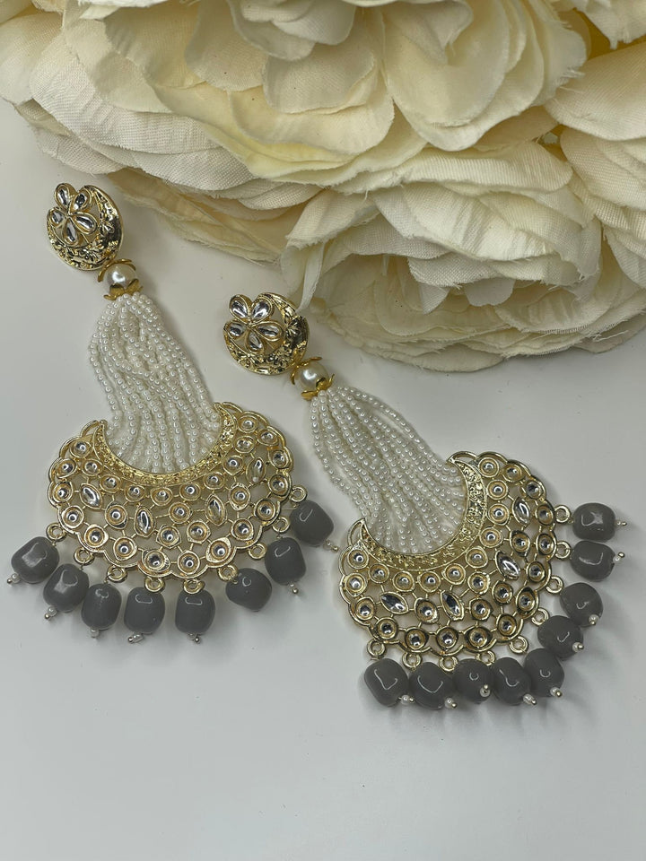 Designer Earrings - Pearl Earrings - Bollywood Celebrity Kundan Earrings - Traditional Earrings - Bridesmaid - Bridal Earrings