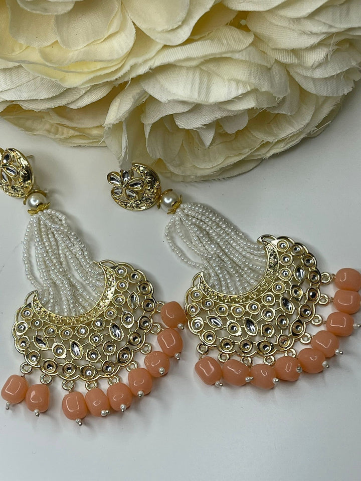 Designer Earrings - Pearl Earrings - Bollywood Celebrity Kundan Earrings - Traditional Earrings - Bridesmaid - Bridal Earrings