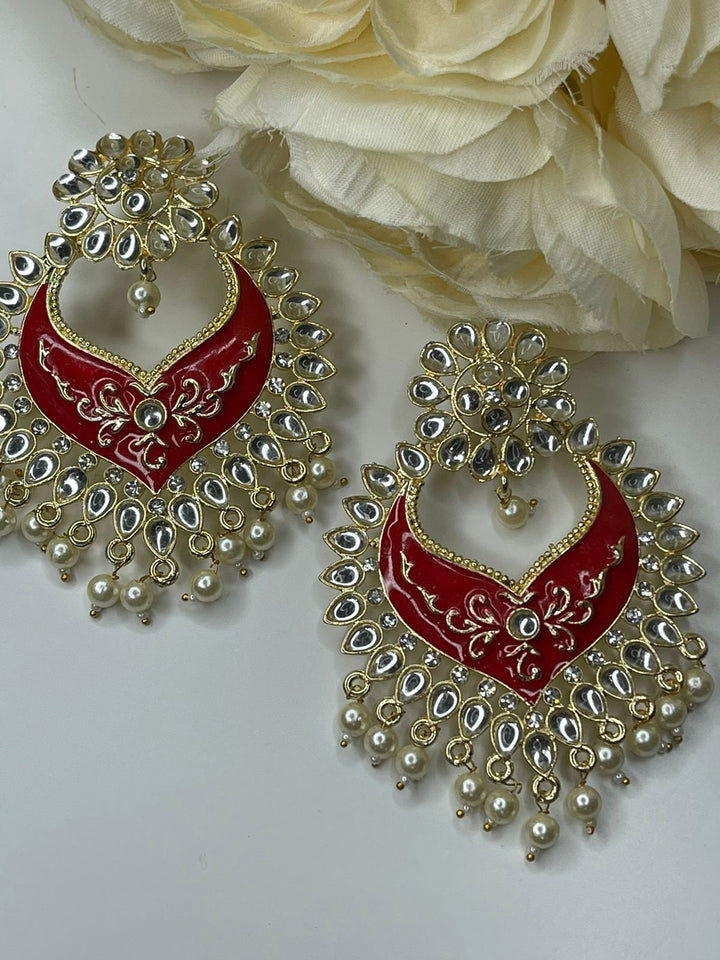 Designer Earrings - Pearl Earrings - Bollywood Celebrity Kundan Earrings - Traditional Earrings - Bridesmaid - Bridal Earrings