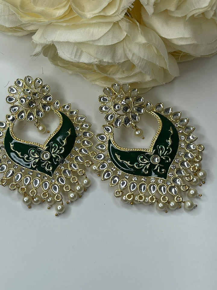 Designer Earrings - Pearl Earrings - Bollywood Celebrity Kundan Earrings - Traditional Earrings - Bridesmaid - Bridal Earrings