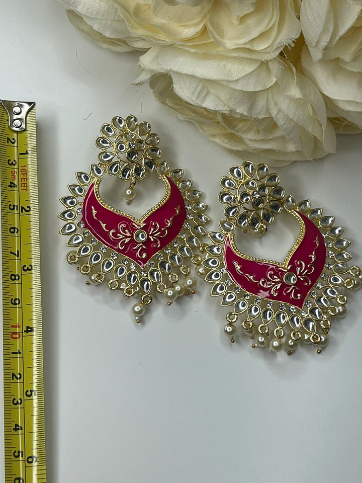 Designer Earrings - Pearl Earrings - Bollywood Celebrity Kundan Earrings - Traditional Earrings - Bridesmaid - Bridal Earrings