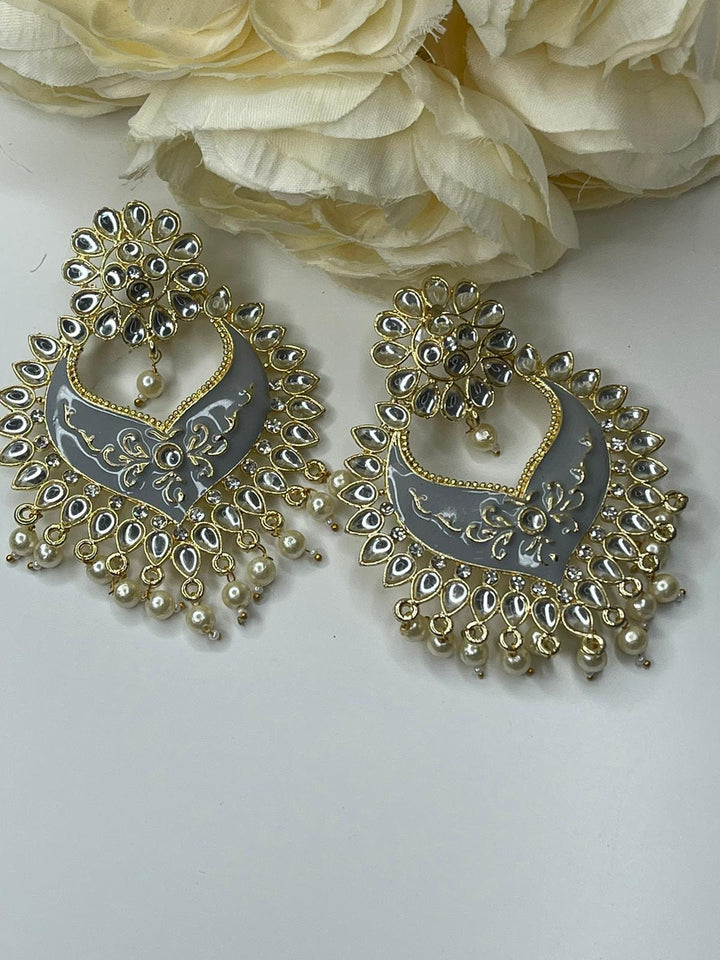 Designer Earrings - Pearl Earrings - Bollywood Celebrity Kundan Earrings - Traditional Earrings - Bridesmaid - Bridal Earrings