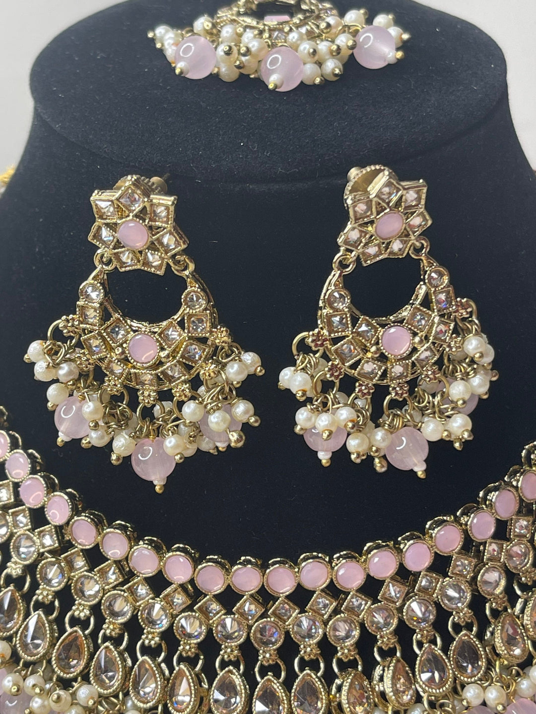 Izhaar Indian Polki Kundan Necklace with Earrings Tikka / Wedding Jewelry/ Traditional Jewelry/ Bollywood set/ Indian Pakistani wedding set