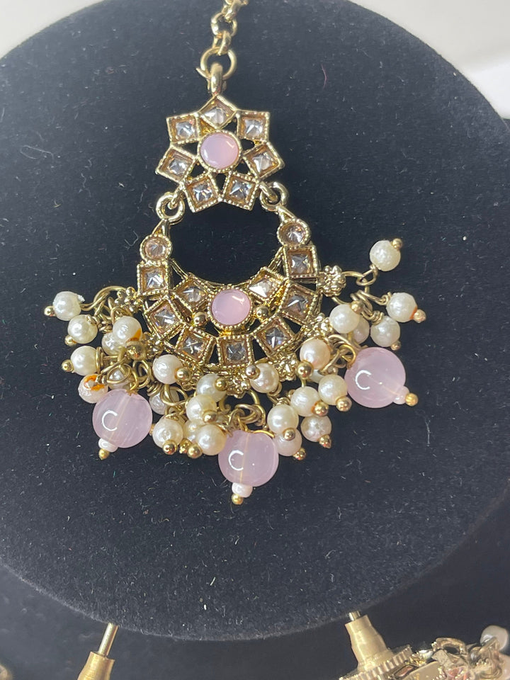 Izhaar Indian Polki Kundan Necklace with Earrings Tikka / Wedding Jewelry/ Traditional Jewelry/ Bollywood set/ Indian Pakistani wedding set