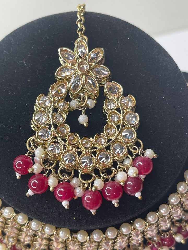 Izhaar Indian Polki Kundan Necklace with Earrings Tikka / Wedding Jewelry/ Traditional Jewelry/ Bollywood set/ Indian Pakistani wedding set