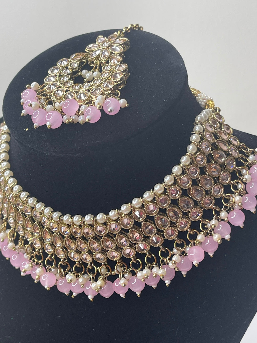 Izhaar Indian Polki Kundan Necklace with Earrings Tikka / Wedding Jewelry/ Traditional Jewelry/ Bollywood set/ Indian Pakistani wedding set