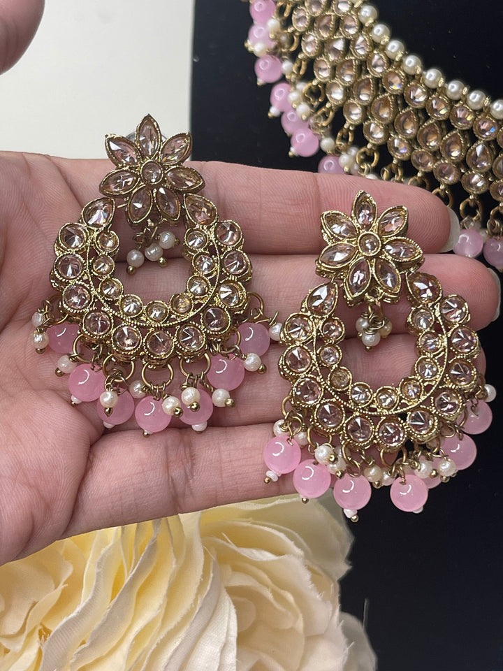 Izhaar Indian Polki Kundan Necklace with Earrings Tikka / Wedding Jewelry/ Traditional Jewelry/ Bollywood set/ Indian Pakistani wedding set