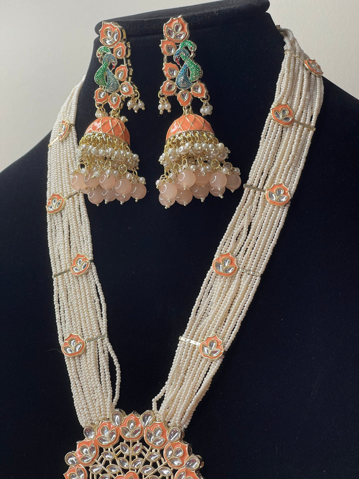 Izhaar Indian Polki Kundan Necklace with Earrings Tikka / Wedding Jewelry/ Traditional Jewelry/ Bollywood set/ Long wedding set