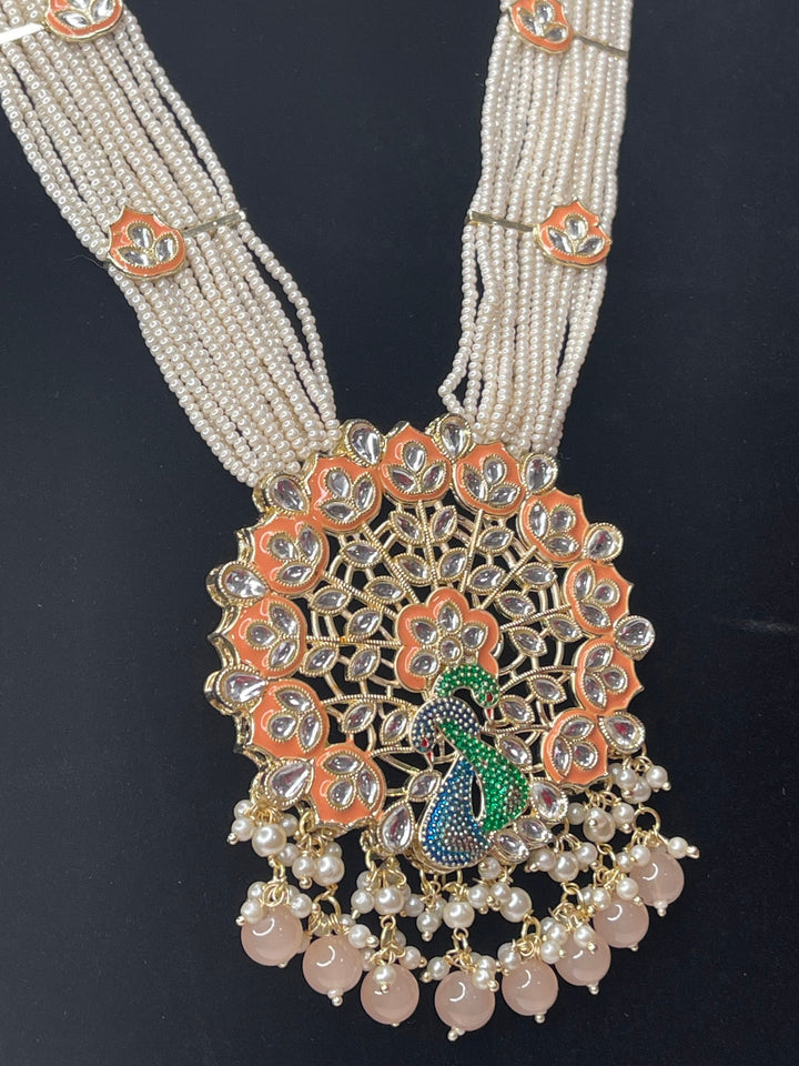 Izhaar Indian Polki Kundan Necklace with Earrings Tikka / Wedding Jewelry/ Traditional Jewelry/ Bollywood set/ Long wedding set