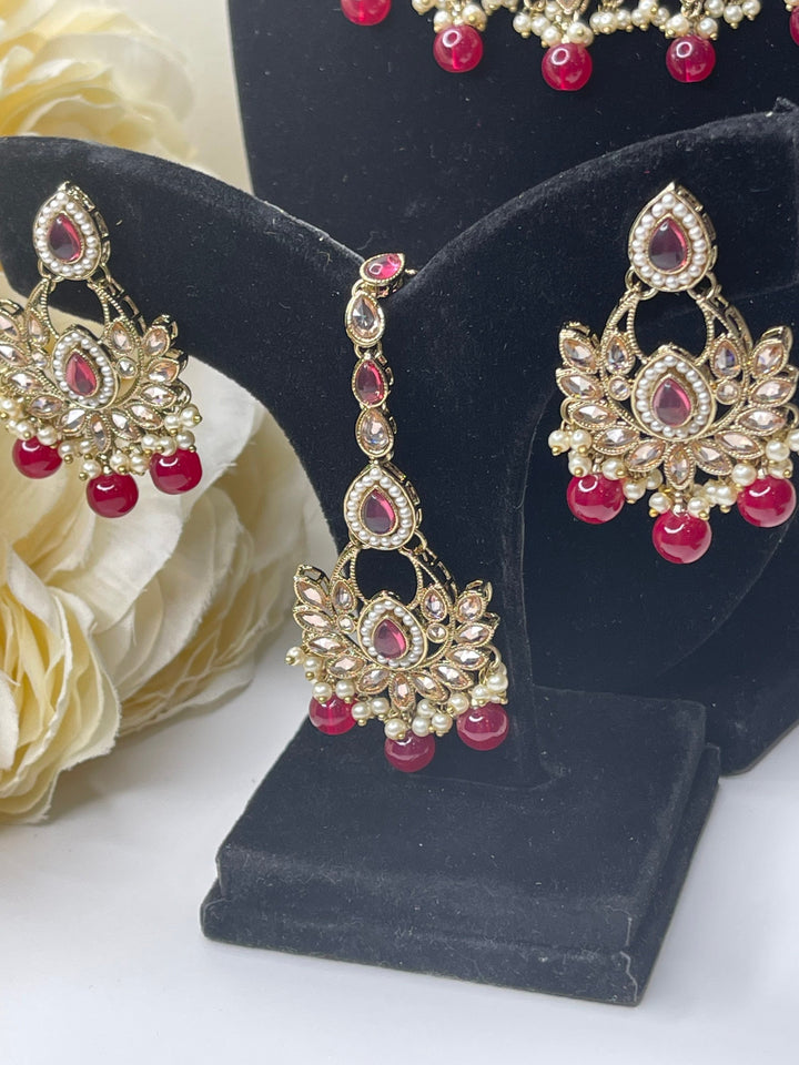 Izhaar Indian Polki Kundan Necklace with Earrings Tikka / Wedding Jewelry/ Traditional Jewelry/ Bollywood set/ Indian wedding set Muskaan