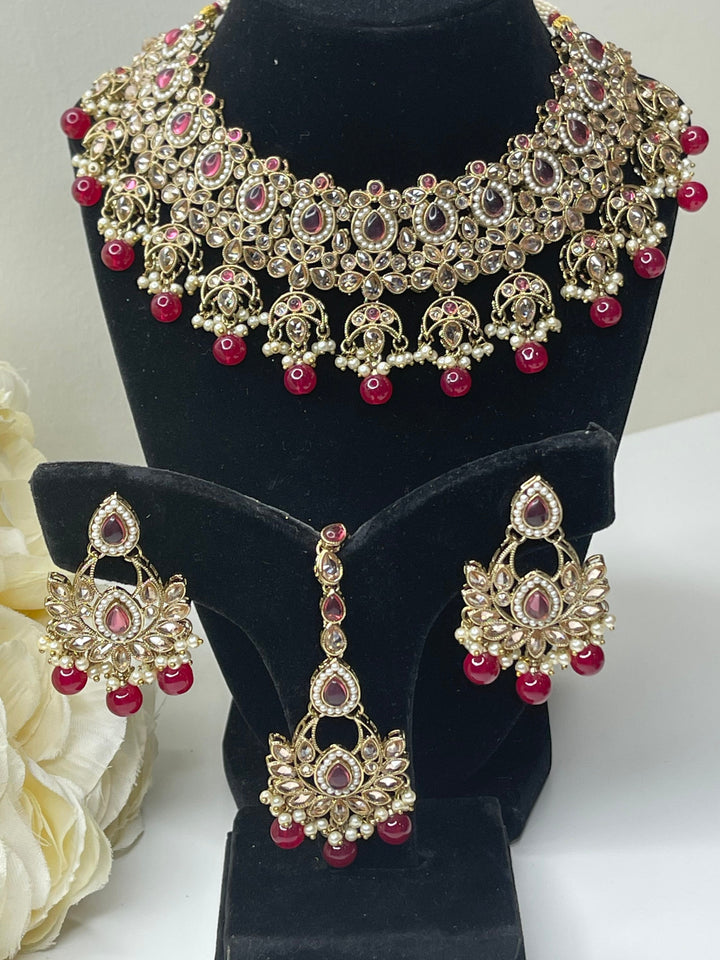 Izhaar Indian Polki Kundan Necklace with Earrings Tikka / Wedding Jewelry/ Traditional Jewelry/ Bollywood set/ Indian wedding set Muskaan