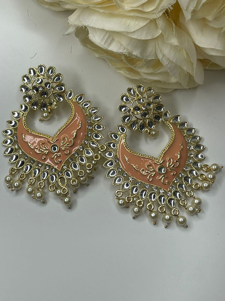 Designer Earrings - Pearl Earrings - Bollywood Celebrity Kundan Earrings - Traditional Earrings - Bridesmaid - Bridal Earrings