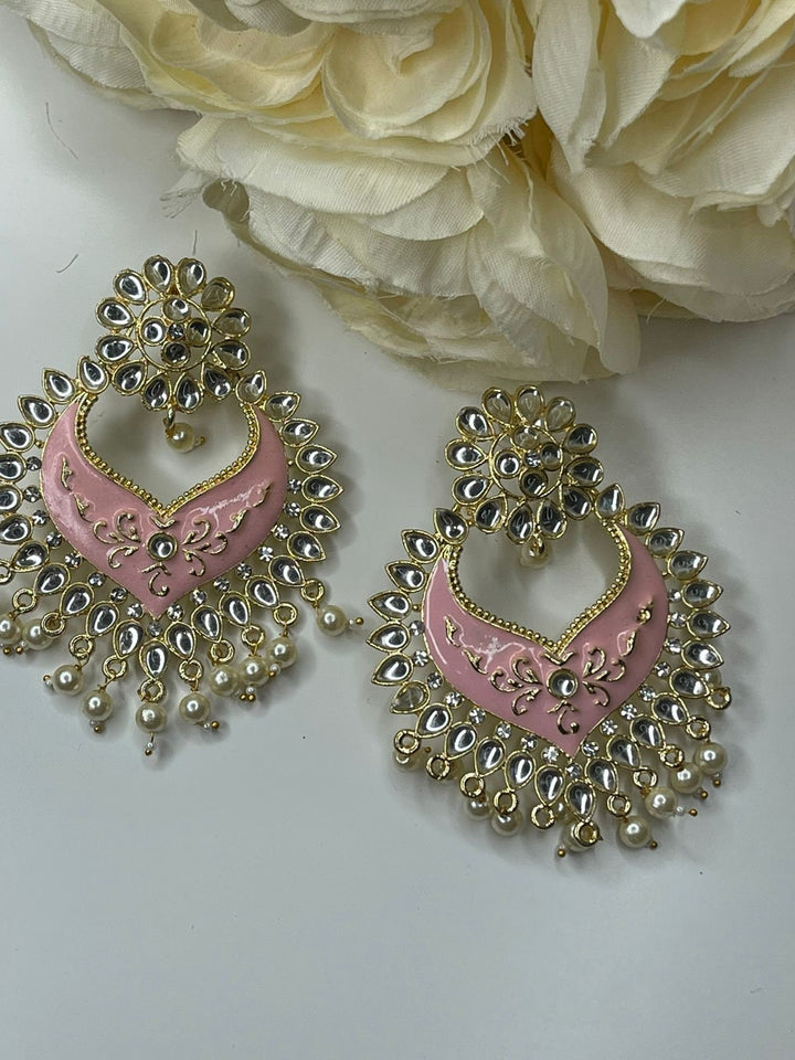 Designer Earrings - Pearl Earrings - Bollywood Celebrity Kundan Earrings - Traditional Earrings - Bridesmaid - Bridal Earrings