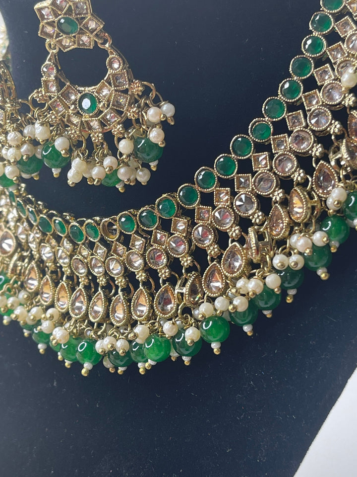 Izhaar Indian Polki Kundan Necklace with Earrings Tikka / Wedding Jewelry/ Traditional Jewelry/ Bollywood set/ Indian Pakistani wedding set