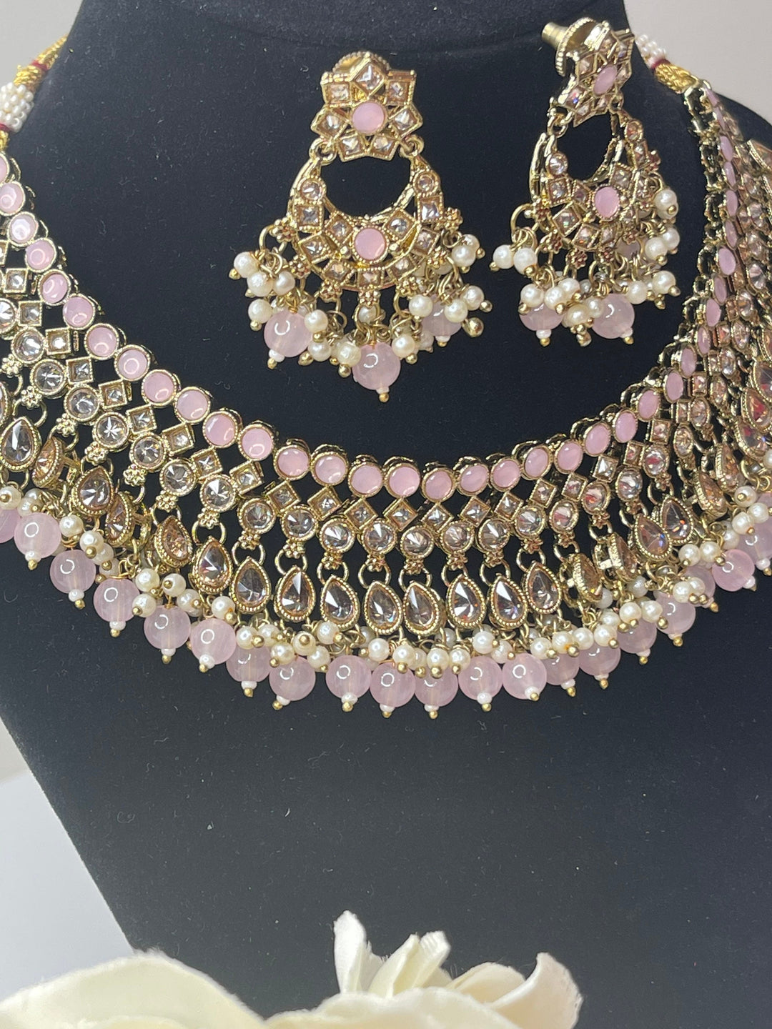 Izhaar Indian Polki Kundan Necklace with Earrings Tikka / Wedding Jewelry/ Traditional Jewelry/ Bollywood set/ Indian Pakistani wedding set