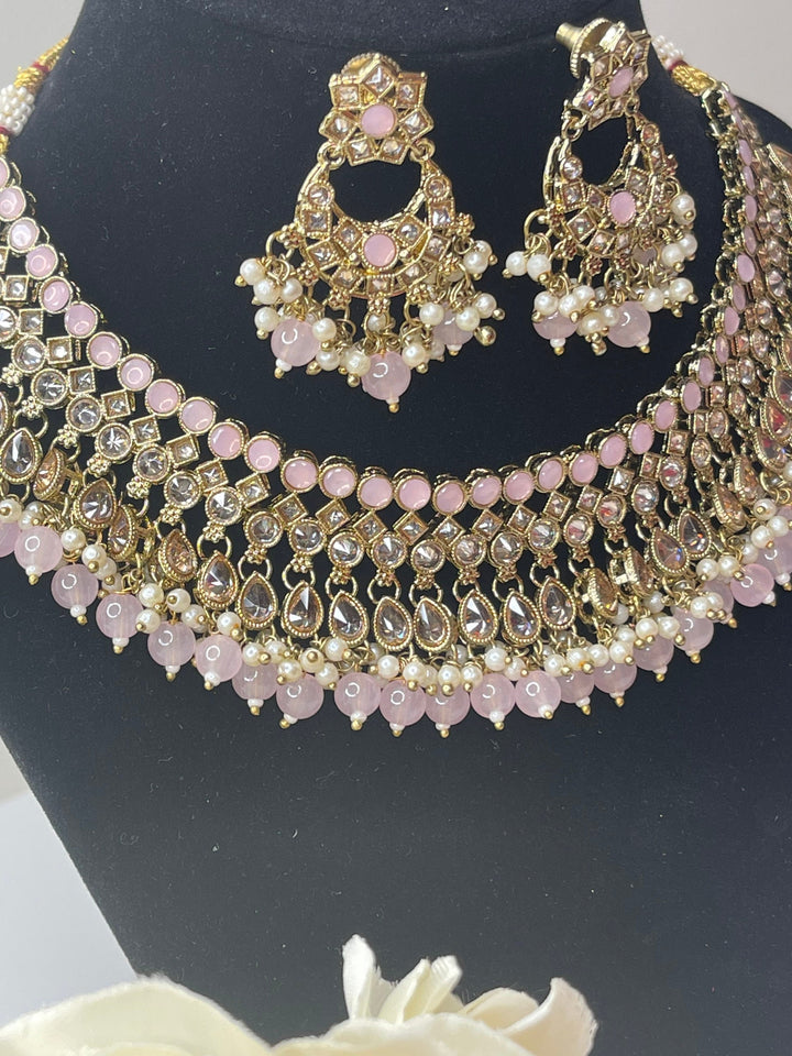 Izhaar Indian Polki Kundan Necklace with Earrings Tikka / Wedding Jewelry/ Traditional Jewelry/ Bollywood set/ Indian Pakistani wedding set