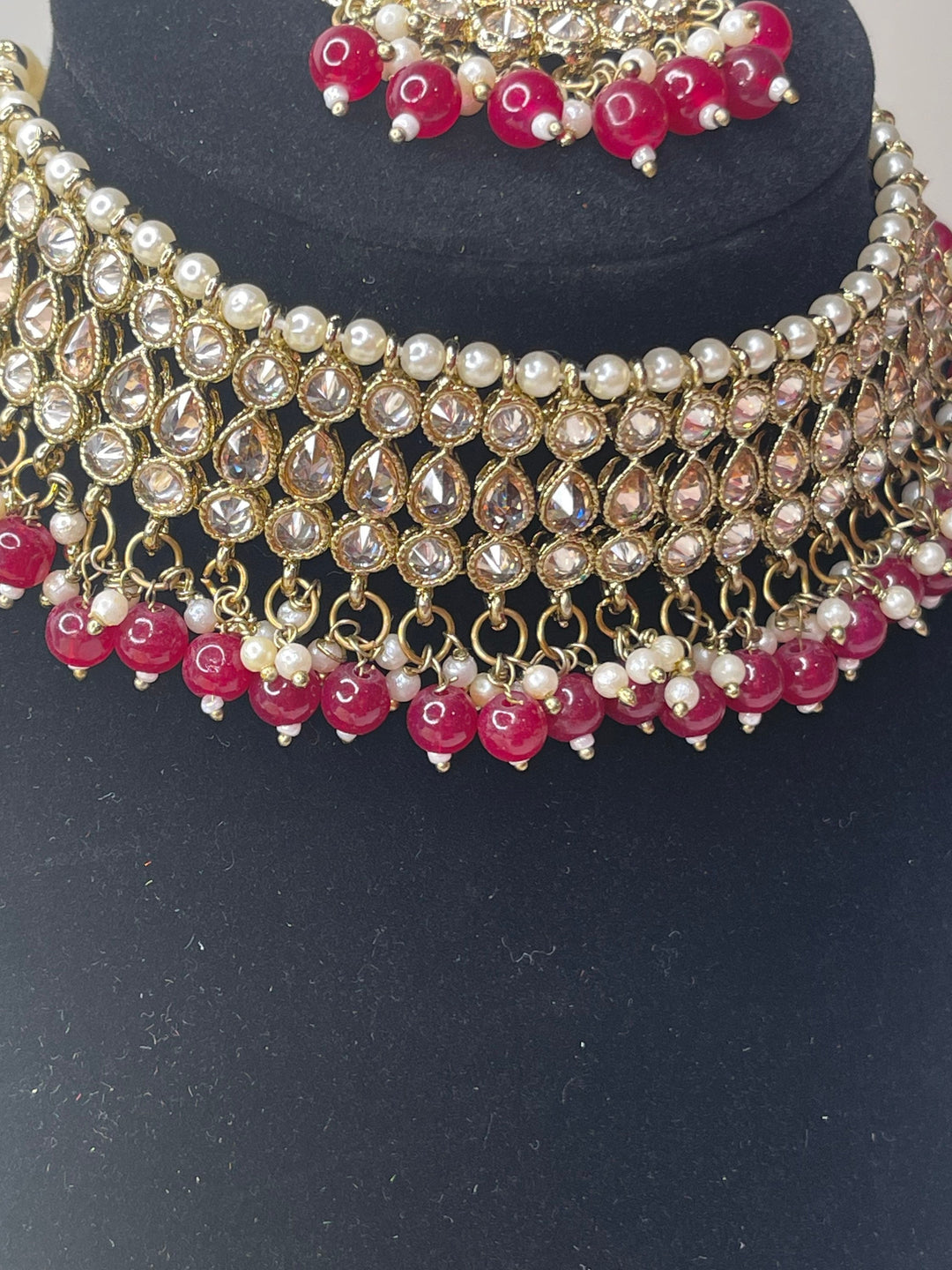 Izhaar Indian Polki Kundan Necklace with Earrings Tikka / Wedding Jewelry/ Traditional Jewelry/ Bollywood set/ Indian Pakistani wedding set