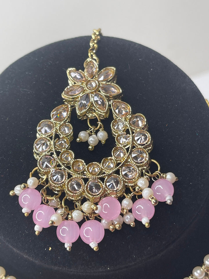 Izhaar Indian Polki Kundan Necklace with Earrings Tikka / Wedding Jewelry/ Traditional Jewelry/ Bollywood set/ Indian Pakistani wedding set