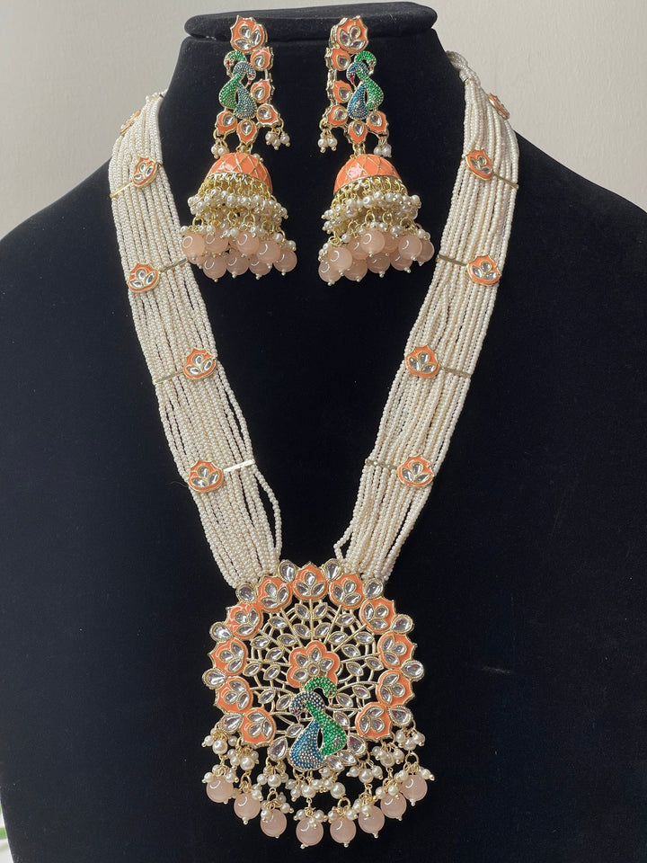 Izhaar Indian Polki Kundan Necklace with Earrings Tikka / Wedding Jewelry/ Traditional Jewelry/ Bollywood set/ Long wedding set