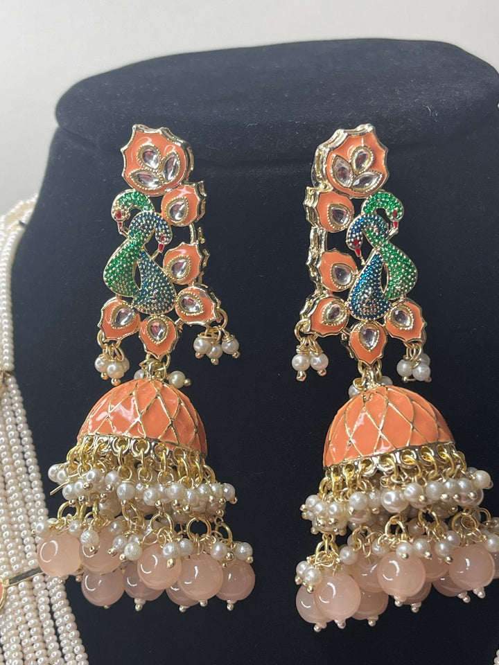 Izhaar Indian Polki Kundan Necklace with Earrings Tikka / Wedding Jewelry/ Traditional Jewelry/ Bollywood set/ Long wedding set