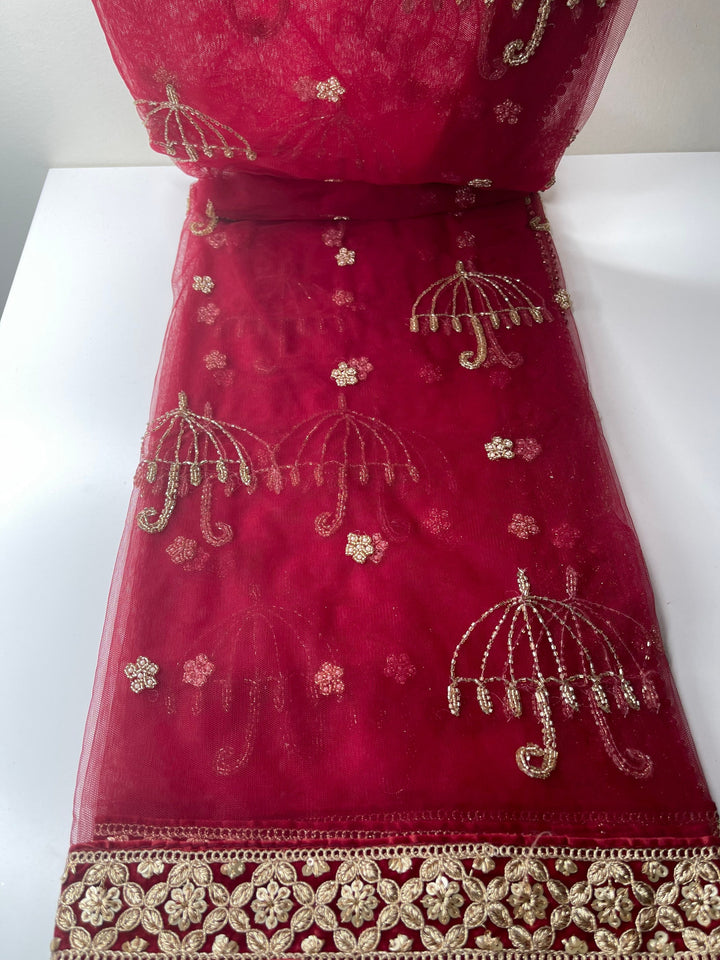 Traditional Embroidered Work Bridal, Wedding Wear Indian Dupatta, Beautiful Embroidered Zari Work Chunni