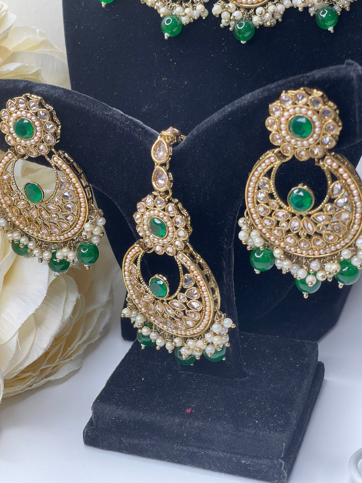 Izhaar Indian Polki Kundan Necklace with Earrings Tikka / Wedding Jewelry/ Traditional Jewelry/ Bollywood set/ Indian Pakistani wedding set