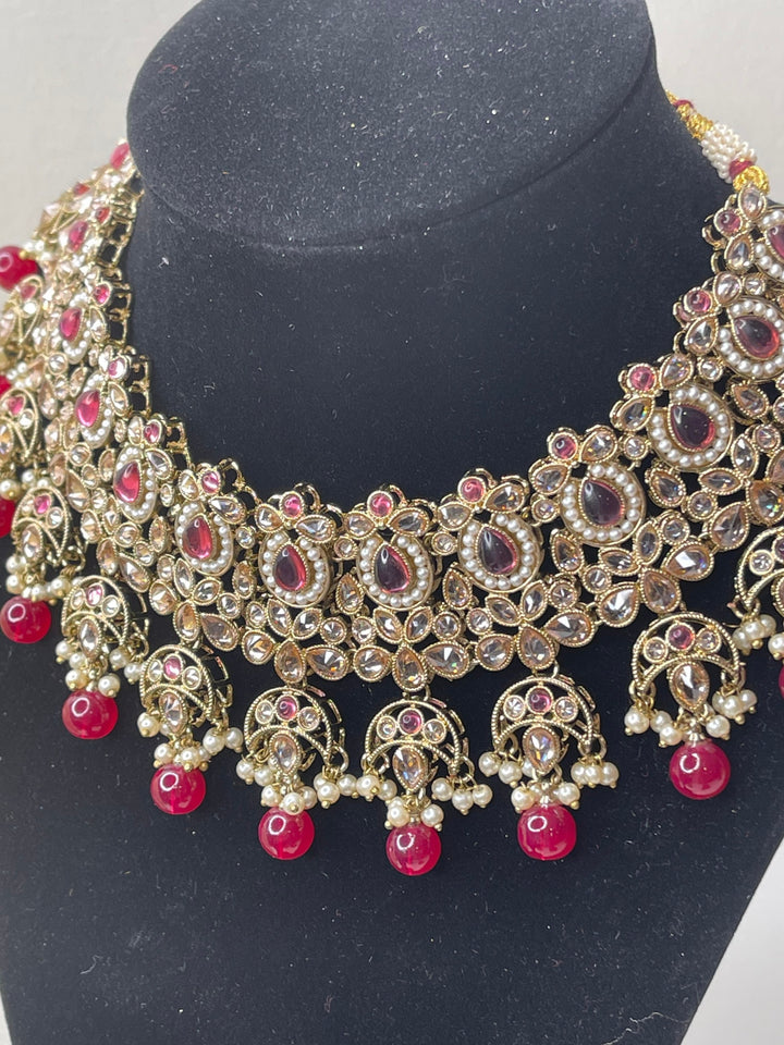Izhaar Indian Polki Kundan Necklace with Earrings Tikka / Wedding Jewelry/ Traditional Jewelry/ Bollywood set/ Indian wedding set Muskaan