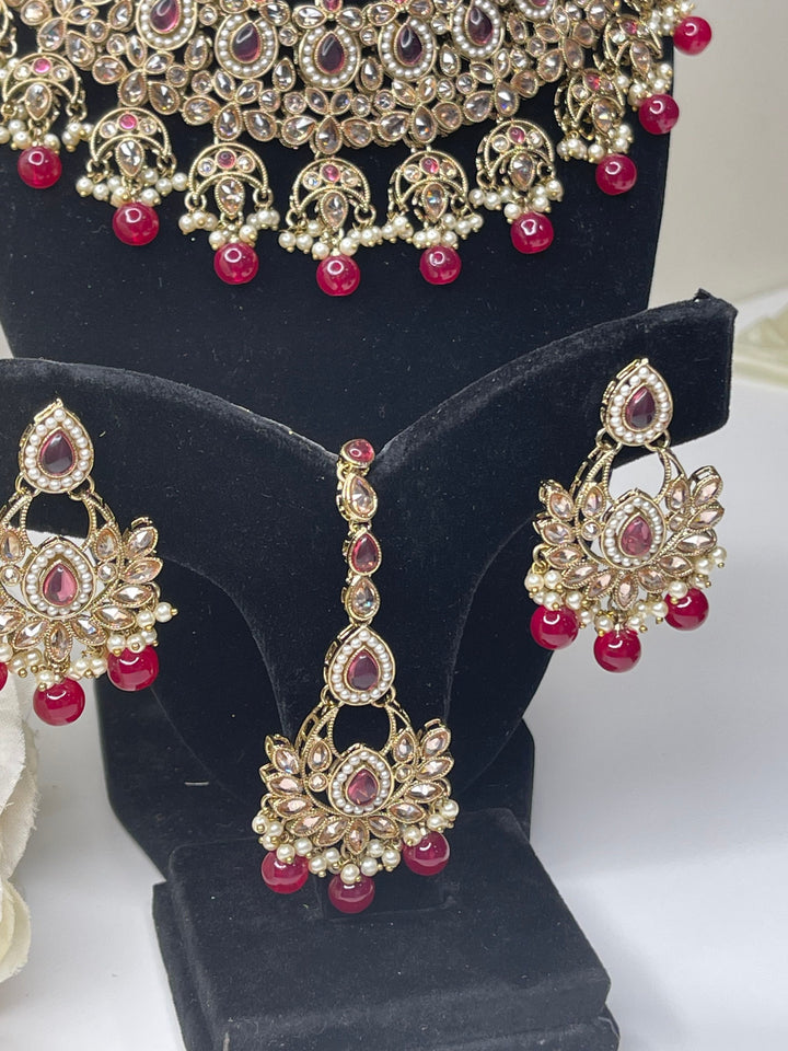 Izhaar Indian Polki Kundan Necklace with Earrings Tikka / Wedding Jewelry/ Traditional Jewelry/ Bollywood set/ Indian wedding set Muskaan